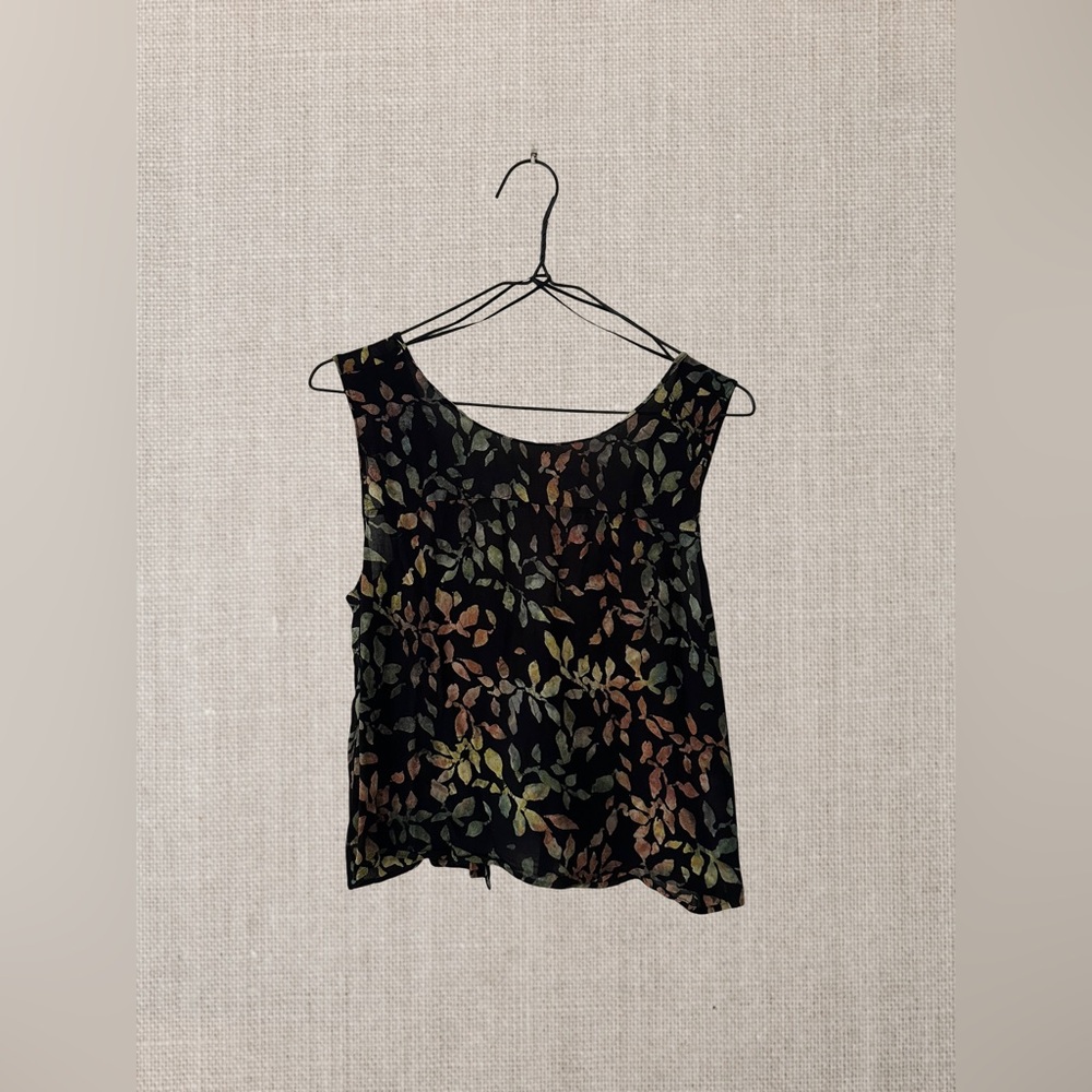 Zara Black Leaf Pattern Crop Top
